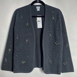 NEW $110 CHICO'S RHINESTONE BEJEWELED CARDIGAN SWEATER JACKET MEDIUM